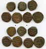Mittelalter bronze Lot of 7 kesarahs, 1400's-early 1500's, Kashmir Sultanate, India -
