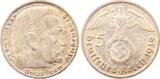 Deutschland  5 Reichsmark Hindenburg 1939 G J 367 fast vorzüglich