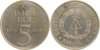 Deutschland 5 Mark Nickel-Probe 5 Mark 1969 20 Jahre DDR unmagnetisch -