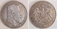 Deutschland 5 Mark Fälschung 5 Mark Württemberg 1913 F ss/vz, Weissmetall Wilhelm II -