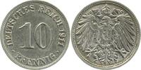 Kaiserreich 1911D 10 Pfennig 1911D vz/st
