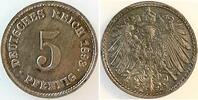 Deutschland 5 Pfennig 5 Pfennig 1893E stgl ! extrem selten i.d. Erhaltung -