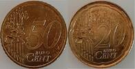 Deutschland 50 Cent Fehlprägung 2 x Wertseite 50 Cent und 20 Cent mit Expertise -
