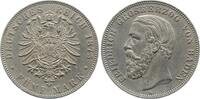 Deutschland 5 Mark 5 Mark Baden 1875 G mit Strich im A im Baden J 027 vz Friedrich -