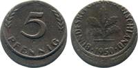 Deutschland 5 Pfennig Fehlprägung 5 Pf 1950G auf 2 Pfennig -Rohling tlw. dezentriert -