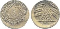Deutschland 5 Pfennig Fehlprägung 5 Rentenpfennig 1924 D dezentriert 15% -