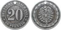 Deutschland 20 Pfennig 1887 20 Pfennig 1887 A mit Loch J 006 ss sehr sch&ouml;n 5.92 &pound;  +  6.77 &pound; shipping