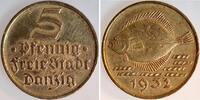 Deutschland 5 Pfennig 5 Pfennig 1932 Freie Stadt Danzig vz Gdansk Flunder -