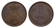 DÄNEMARK Ku.-5 Öre Christian IX., 1863-1906. -