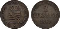 SACHSEN Ku.-2 Pfennig 1869. Georg II., 1866-1914. Sehr schön +. 6.07 £  +  8.67 £ shipping