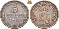 Hessen-Kassel 3 Heller 1863 Friedrich Wilhelm I - 1847-1866 ss+ 8.67 £  +  34.68 £ shipping