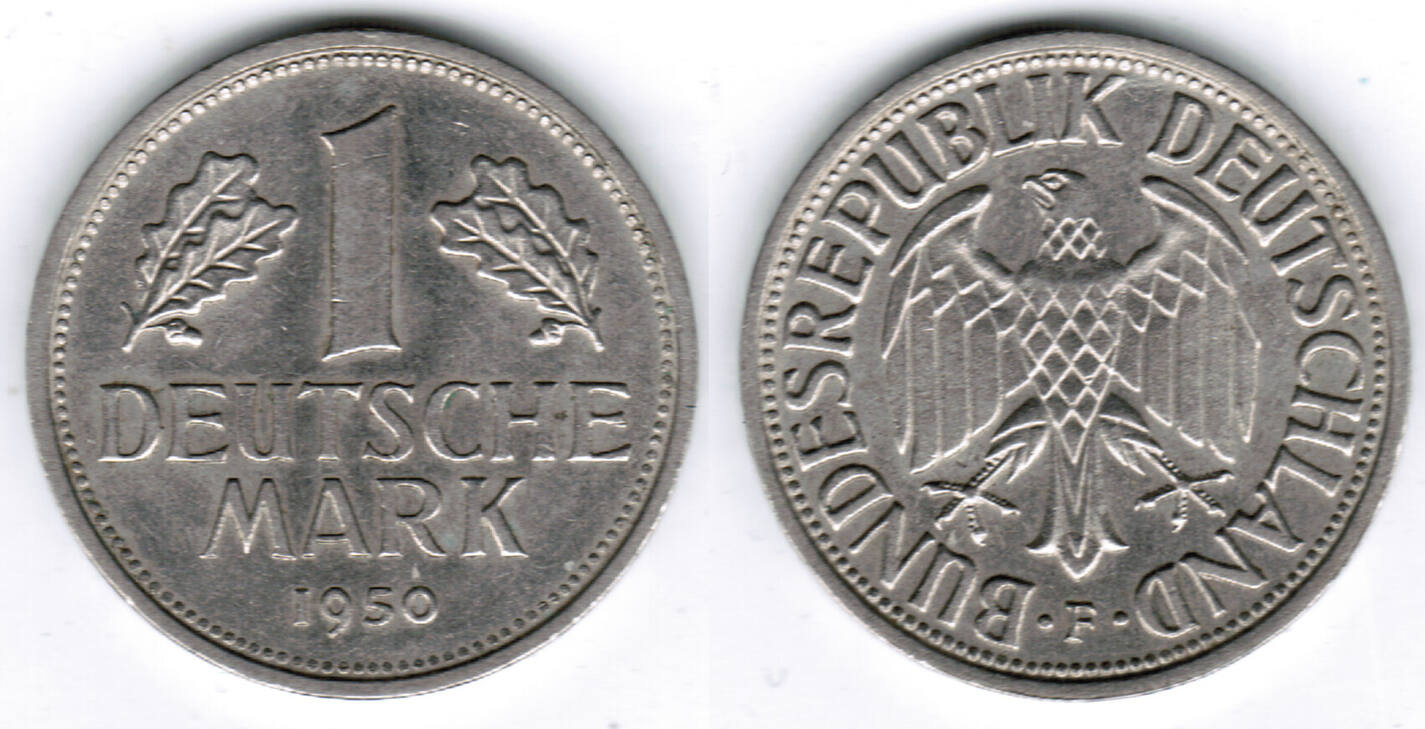 BRD 1 DM Deutschland, 1 Mark 1950 F, Erhaltung siehe Scan! UNC- | MA-Shops