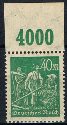 40 Mark 1923 Deutsches Reich Mi. Nr. 244 POR Freimarken Arbeiter postfrisch