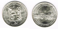Tschechoslowakei 50 Kronen czechoslovakia, silver coin "150th anniversary - railroad breclav to brno" -