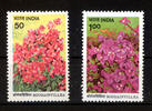 Indien 2 Werte Indien, Mi-Nr. 1022-23, Bougainvillea-Blumen -