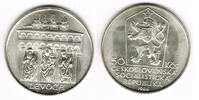 Tschechoslowakei 50 Kronen czechoslovakia silver coin "Levocas city view" 50 Korun -