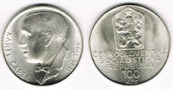 Tschechoslowakei 100 Kronen czechoslovakia, silver coin "Karel Capek", 100 Korun -