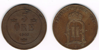 Schweden 5 Öre sweden, 5 öre 1903, oscar II., like scan -