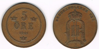 Schweden 5 Öre sweden, 5 öre 1901, oscar II., like scan -