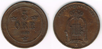 Schweden 5 Öre sweden, 5 öre 1883, oscar II., like scan -