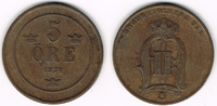 Schweden 5 Öre sweden, 5 öre 1874, oscar II., like scan -