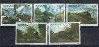 Guyana 5 x 2,55 Dollars (5 Werte) Guyana, Michel-Nr. 3170-3174 gestempelt Eisenbahnen, siehe Scan -