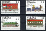 Guyana 4 x 2 Dollars (4 Werte) Guyana, Michel-Nr. 2475-2478 gestempelt Eisenbahnen, siehe Scan -