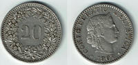 Schweiz 20 Rappen 1907 Switzerland, 20 Rappen 1907 B, like scan sehr schön 3.25 £ Tax included +  8.59 £ shipping