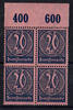 Deutsches Reich 20 Mark Deutsches Reich, Mi.-Nr. D 72 POR <i>Dienstmarken Wertziffern</i> 4er Block -