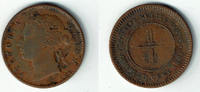 Straits Settlements 1/4 Cent Straits Settlements, Quarter Cent, Victoria, like scan! -