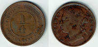 Straits Settlements 1/4 Cent Straits Settlements, Quarter Cent, Victoria, like scan! -