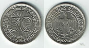 Weimarer Republik 50 Pfennig Weimar, 50 Reichspfennig 1935 A, Beispielbild! -