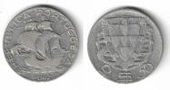 Portugal 2 1/2 Escudos Portugal, silver coin 1942 <i>ship</i>, like scan -
