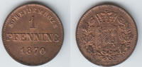 Bayern 1 Pfennig Bayern, König Ludwig II., Kursmünze 1 Pfennig (Scheidemünze), siehe Scan -