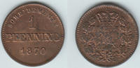 Bayern 1 Pfennig Bayern, König Ludwig II., Kursmünze 1 Pfennig (Scheidemünze), siehe Scan -