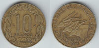 Zentralafrika 10 Francs Zentralafrika, Kursmünze 10 Francs 1975, Erhaltung siehe Scan -