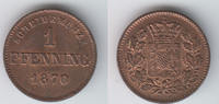 Bayern 1 Pfennig Bayern, König Ludwig II., Kursmünze 1 Pfennig (Scheidemünze), siehe Scan -