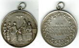 Deutschland Silbermedaille Medaille zur Firmung, Firmungsszene - Rv.: Zum Andenken da d. heil. Firmung -