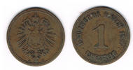 Kaiserreich 1 Pfennig Kaisserreich, Kursmünze, 1 Pfennig, 1889 E -