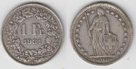 Schweiz 1 Franken Switzerland, silver coin, 1 Franken, like scan -