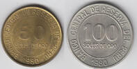 Peru 50 Soles und 100 Soles peru, set of 2 coins, 50 and 100 Soles 1980, like scan -