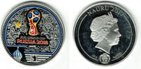 Nauru 1 Dollar Nauru, silver coin FIFA-World Cup 2018 Russia, partially coloured -