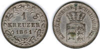 Württemberg 1 Kreuzer Königreich Württemberg, 1 Kreuzer 1864, Wilhelm, siehe Scan! -