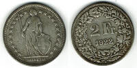 Schweiz 2 Franken 1922 Switzerland, silver coin, 2 Franken 1922, like sc... 11.28 £ Tax included +  8.59 £ shipping