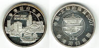 Volksrepublik China Silbermedaille china silver medal, 10th anniversary of return of hongkong, like scan -