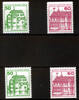 Berlin 4 Werte, 50 Pf. bis 60 Pf Berlin, Mi-Nr. 611, 615 C + D, Freimarken: Burgen u. Schlösser -
