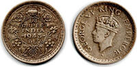Indien 1/4 Rupie Britsch Indien 1943, 1/4 Rupie, König George VI., Erhaltung siehe Scan! -
