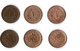 Schweiz 3 x 1 Rappen Switzerland, coin set 3 x 1 Rappen 1930, 1931, 1932 B, like photo -