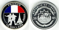Liberia 10 Dollars Liberia, 10 Dollars commemorative "soccer world cup germany 2006 - France" -