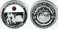 Liberia 10 Dollars Liberia, 10 Dollars commemorative "soccer world cup germany 2006 - South Korea" -